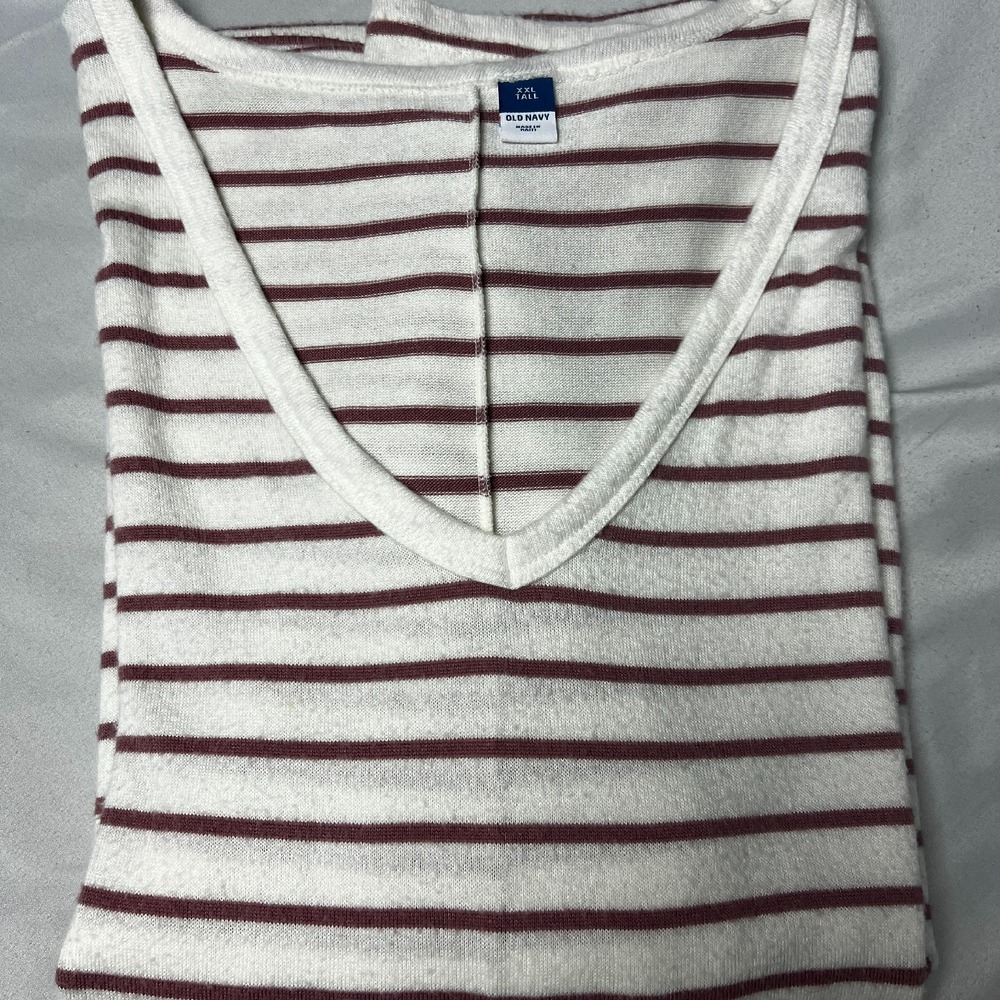 Old Navy Striped Cozy‎ Soft V-Neck Pullover Sweater Long Sleeve Casual XXL Tall